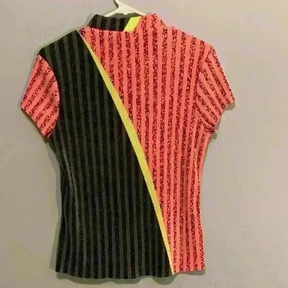 Jamie Sadock Size Small Golf Top Crinkle Plisse 1/4 Zip Polo Mock Collar Shirt - Picture 2 of 3